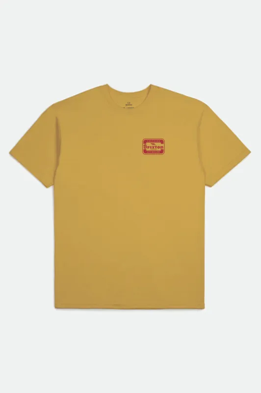 Quill S/S Standard Tee - Antique Gold sold by Brixton