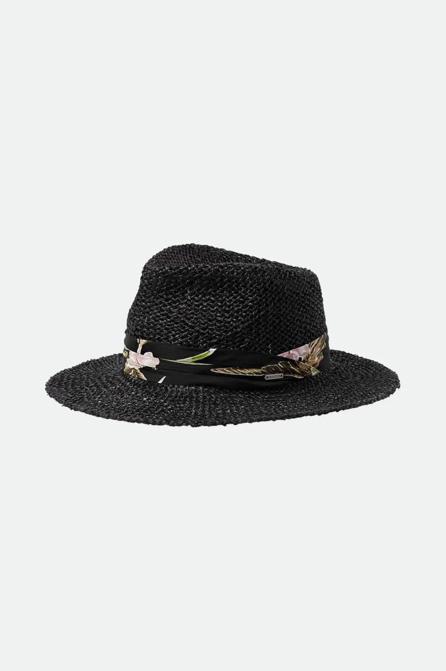 Aloha Straw Fedora - Black/Black sold by Brixton