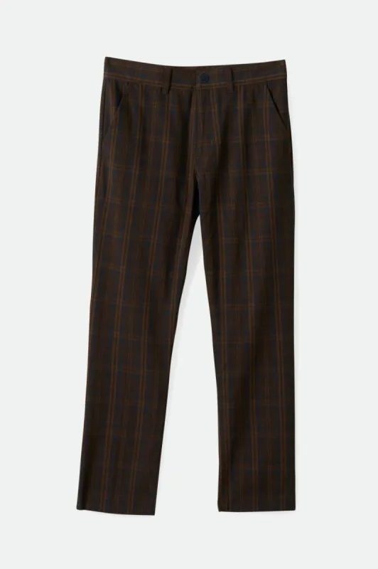 Choice Chino Regular Pant - Brown/Blue Plaid sold by Brixton
