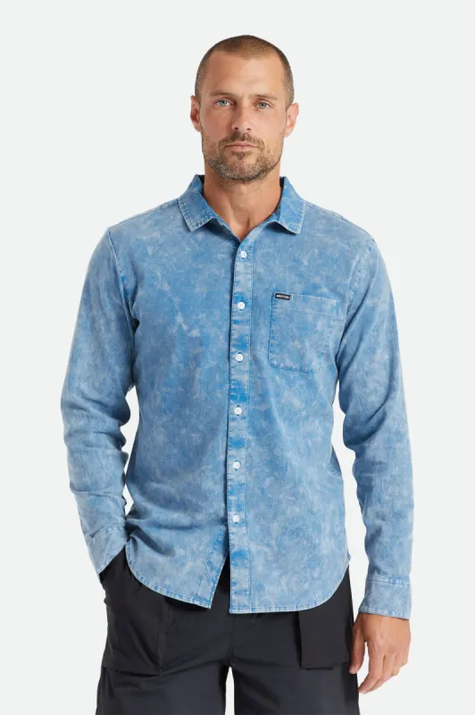 Charter Oxford L/S Woven - Sky Blue Sun Wash sold by Brixton