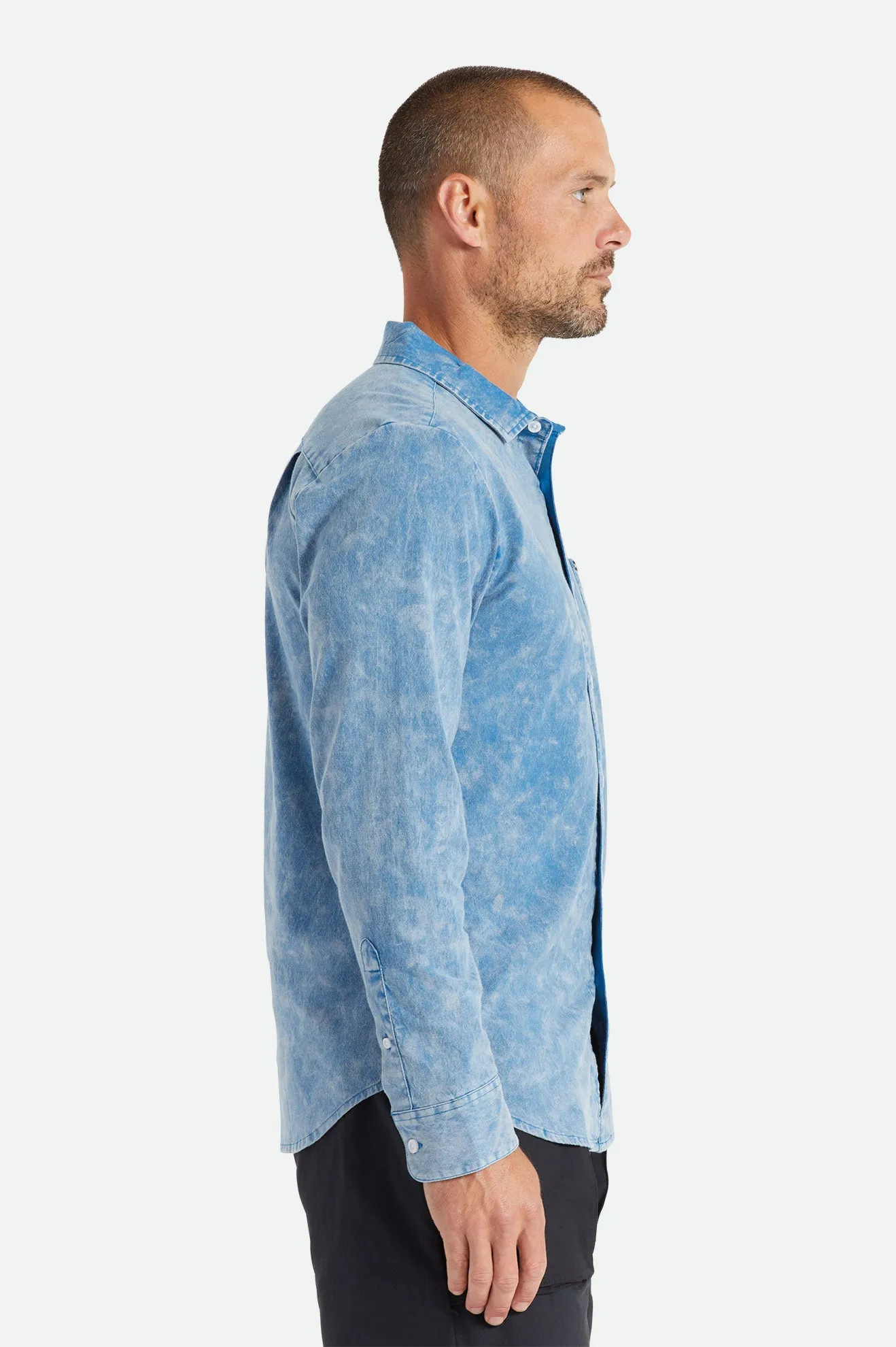 Charter Oxford L/S Woven - Sky Blue Sun Wash sold by Brixton product image thumbnail 3