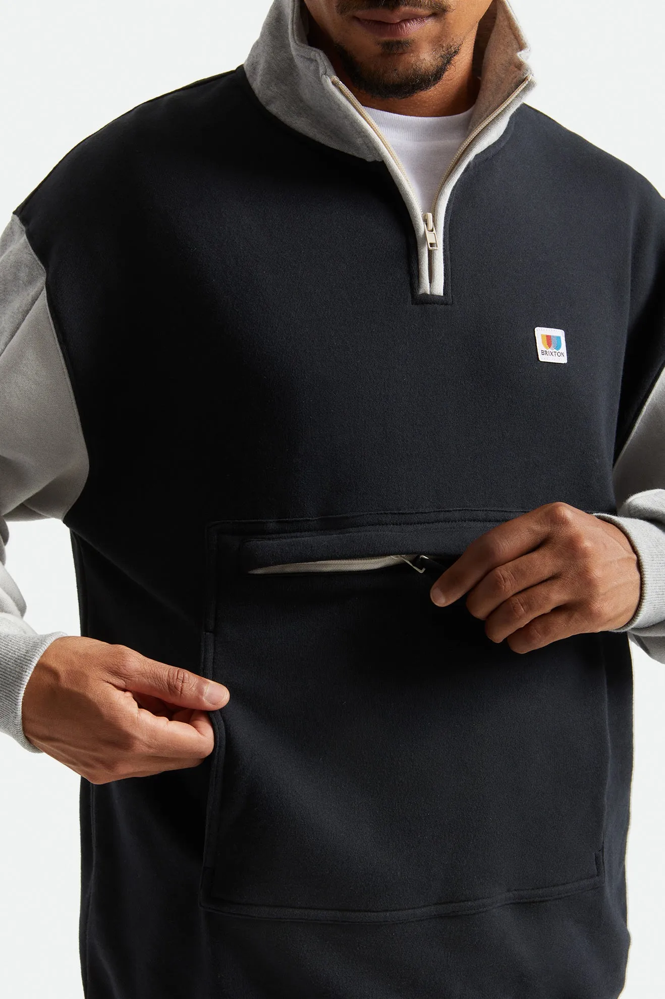 Alton 1/4 Zip Mock Neck - Black/Grey/Heather Grey/Beige sold by Brixton product image thumbnail 5