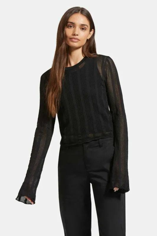 Sheer L/S Knit Top - Black sold by Brixton