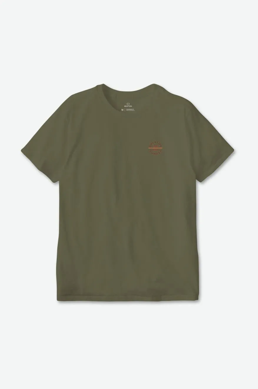 Oath V S/S Standard Tee - Olive Surplus/Carrot/Washed Black sold by Brixton