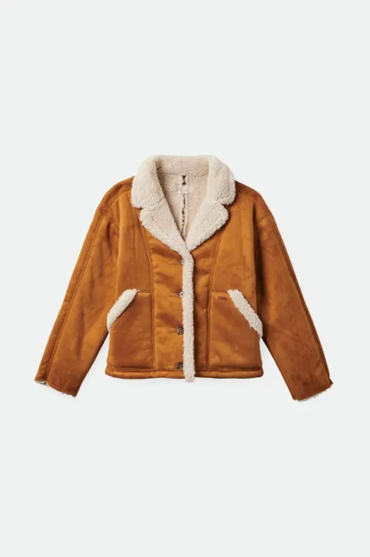 Reserve Women's Vegan Shearling Jacket - Caramel sold by Brixton