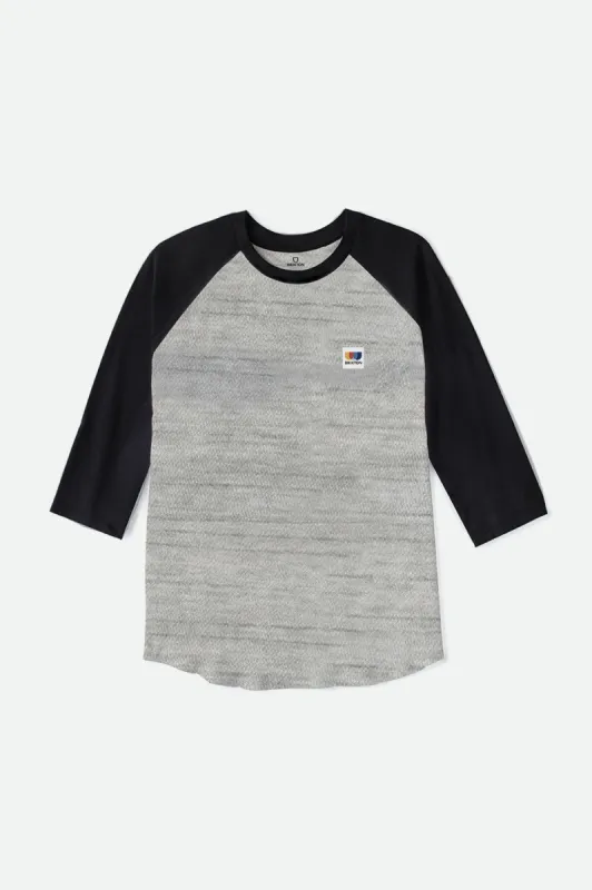 Alton S/S Raglan Knit - Heather Grey/Black sold by Brixton