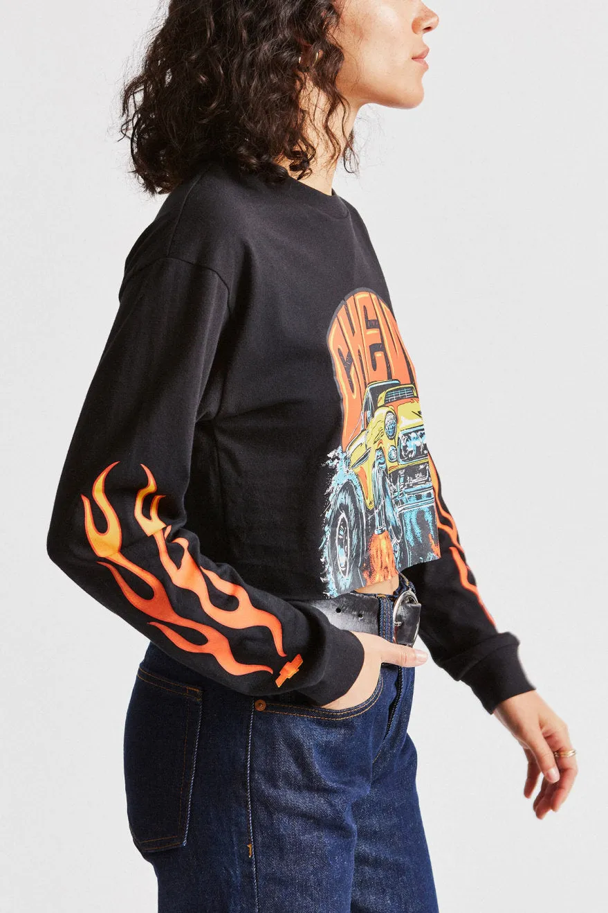 55 Heavy L/S Crop Tee - Bel Air Black sold by Brixton product image thumbnail 2