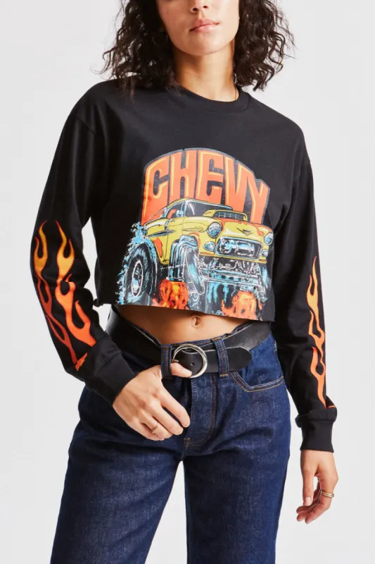 55 Heavy L/S Crop Tee - Bel Air Black made by Brixton