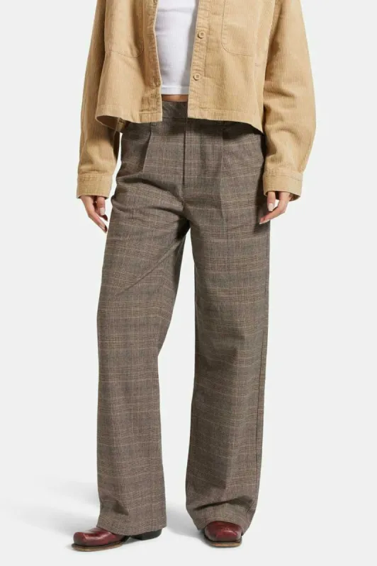 Ludlow Trouser Pant - Brown/Cream Houndstooth sold by Brixton