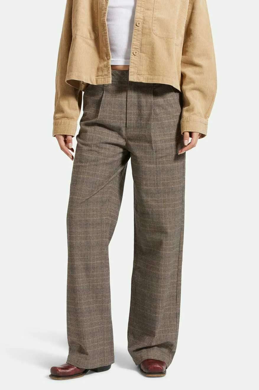 Ludlow Trouser Pant - Brown/Cream Houndstooth sold by Brixton