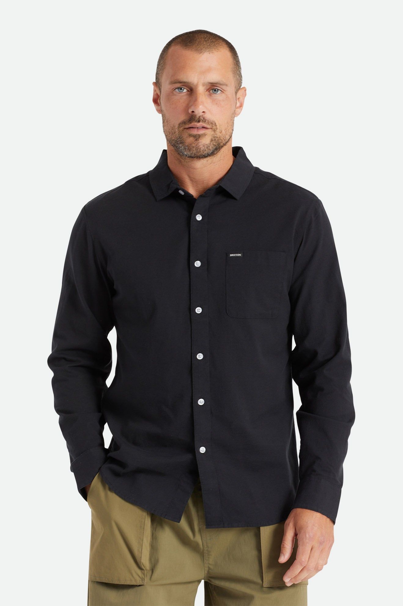 Charter Oxford L/S Woven - Black sold by Brixton
