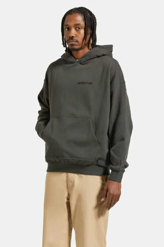 Embroidered Heavyweight Oversized Hoodie - Washed Black sold by Brixton