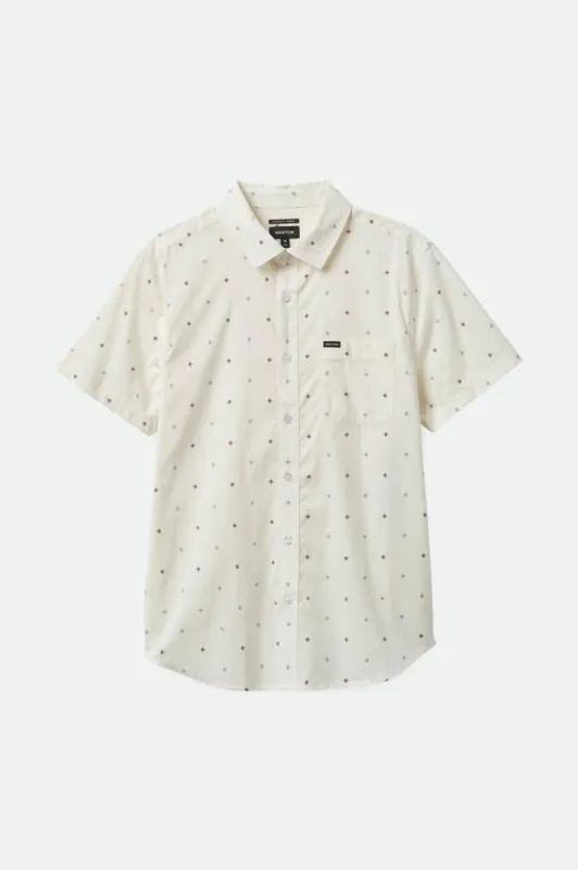 Charter Print S/S Shirt - Off White Pyramid sold by Brixton