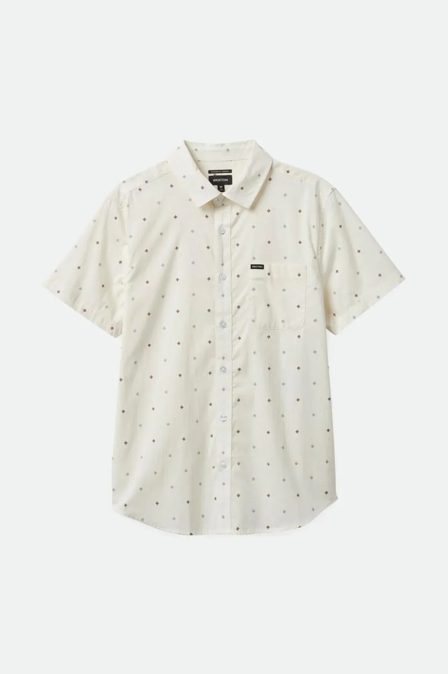 Charter Print S/S Shirt - Off White Pyramid sold by Brixton