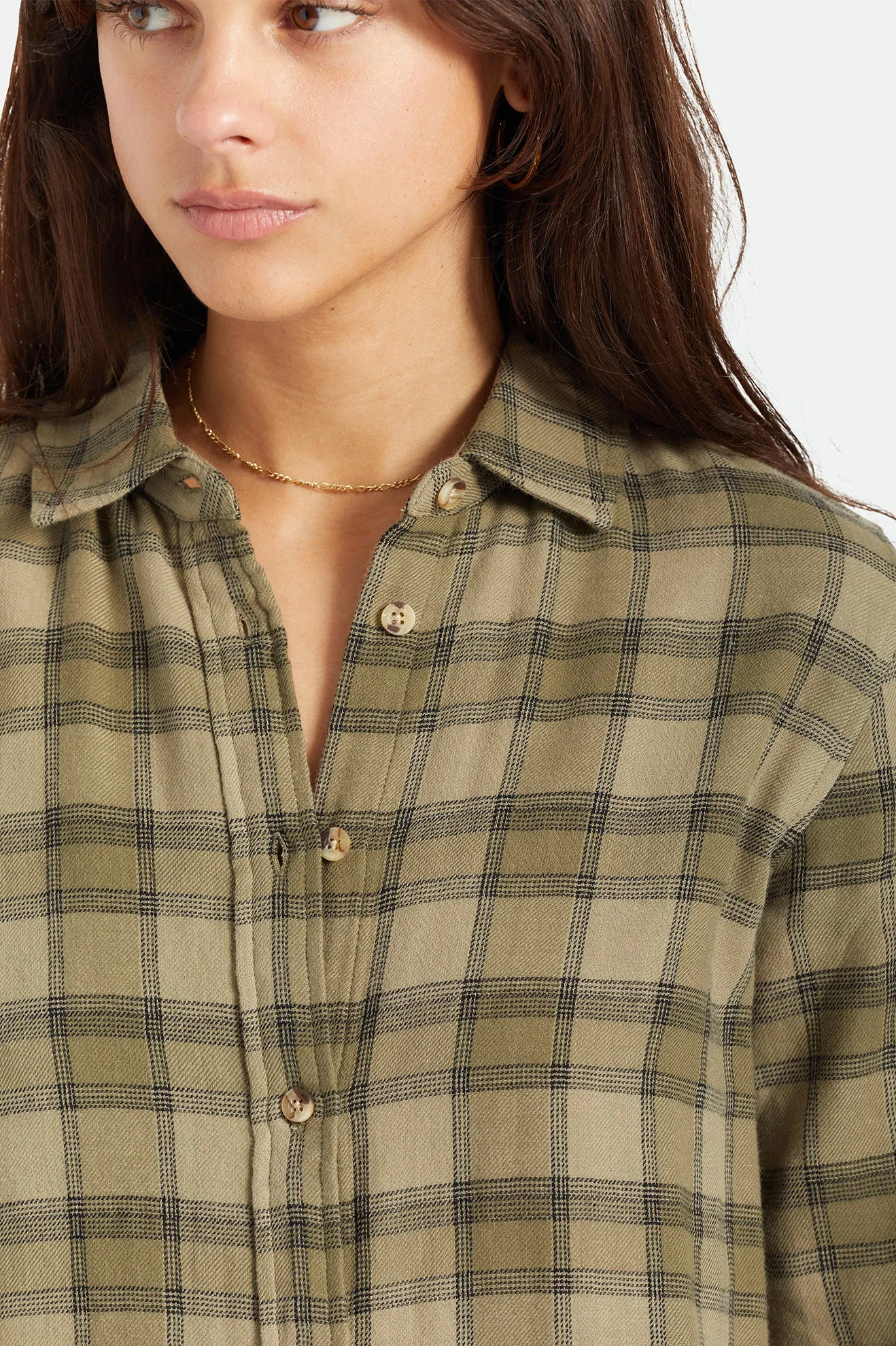 Bowery Women's Soft Weave L/S Flannel - Military Olive sold by Brixton product image thumbnail 5