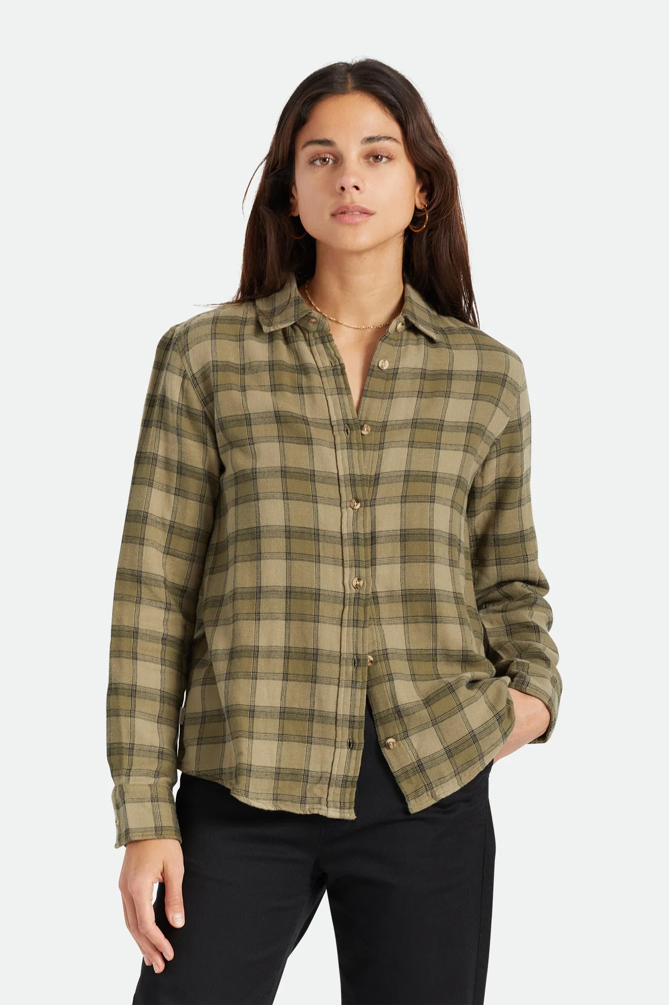 Bowery Women's Soft Weave L/S Flannel - Military Olive sold by Brixton