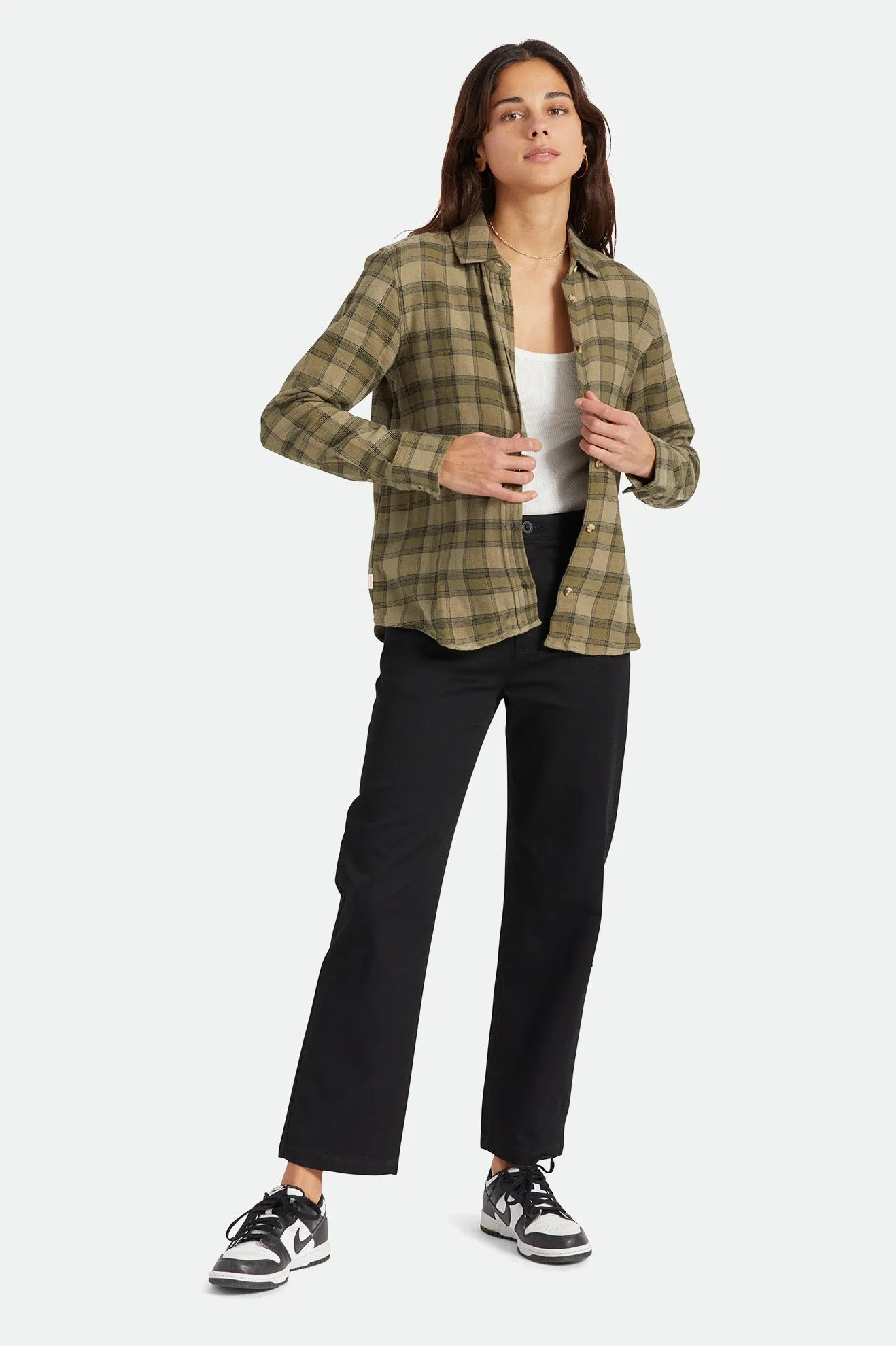 Bowery Women's Soft Weave L/S Flannel - Military Olive sold by Brixton product image thumbnail 2
