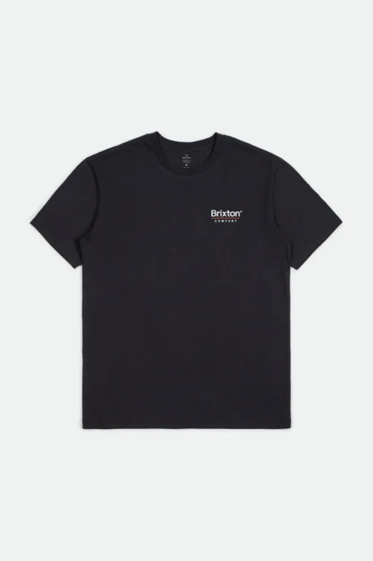 Palmer Line S/S Standard Tee - Worn Wash Black sold by Brixton