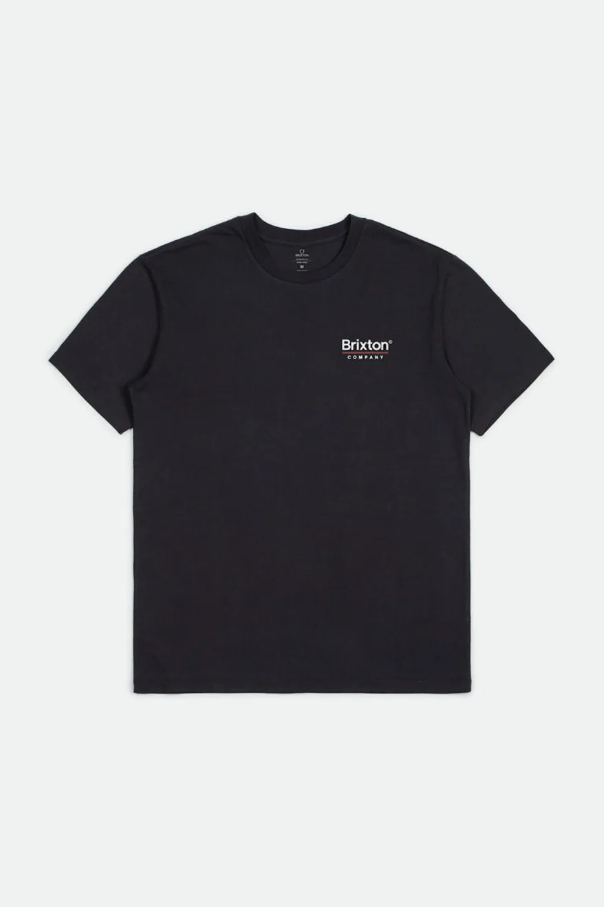 Palmer Line S/S Standard Tee - Worn Wash Black sold by Brixton