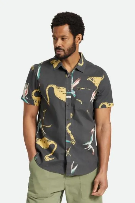 Charter Print S/S Woven Shirt - Black/Straw/Coral Pink sold by Brixton