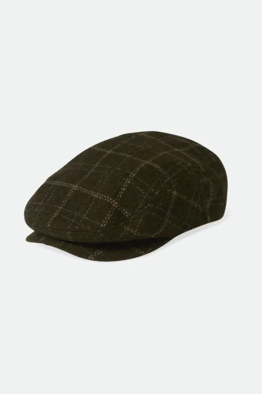 Hooligan Lightweight Flat Cap - Moss/Beige sold by Brixton
