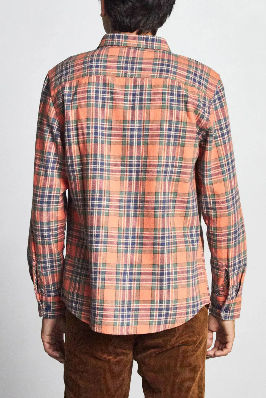 Bowery L/S Flannel - Salmon/Navy sold by Brixton product image thumbnail 3