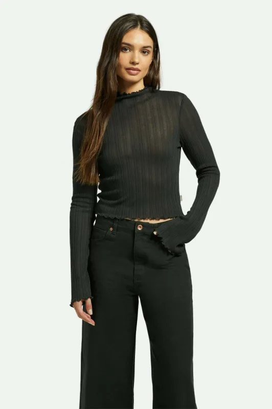 Novelty Ribbed Turtleneck L/S - Washed Black sold by Brixton