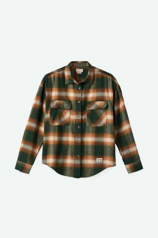 Bowery Women's Classic L/S Flannel - Garden Topiary/Washed Copper made by Brixton