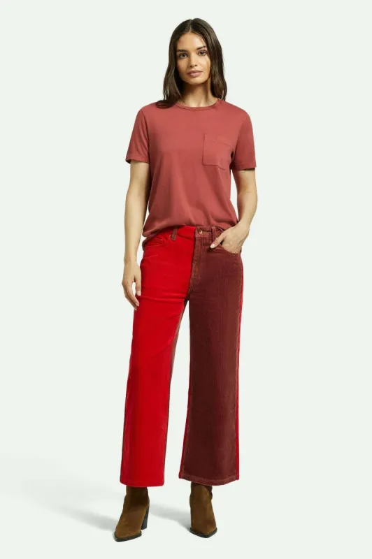 Margo Cropped 5-Pocket Pant - Cowhide/Mars Red Cord sold by Brixton
