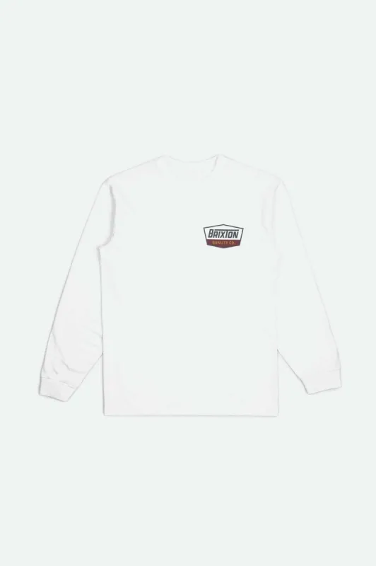 Regal L/S Standard T-Shirt - White/Charcoal/Mahogany sold by Brixton