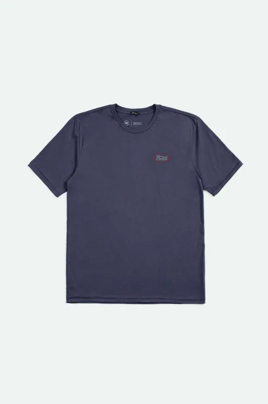 Parsons S/S Tailored T-Shirt - Washed Navy/Grey/Brick sold by Brixton