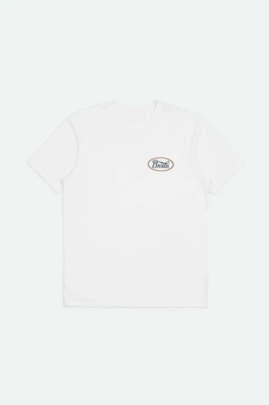 Parsons S/S Tailored T-Shirt - White/Washed Navy/Brown sold by Brixton