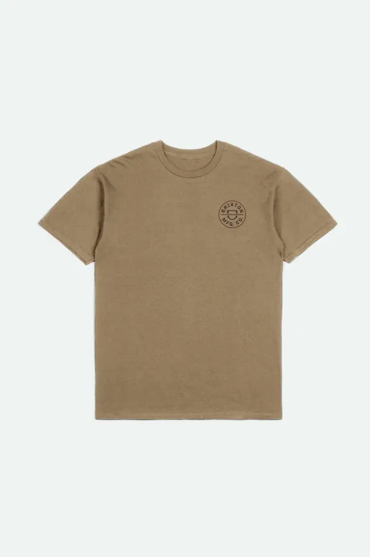 Crest II S/S Standard T-Shirt - Tiger's Eye/Washed Black/Mahogany sold by Brixton