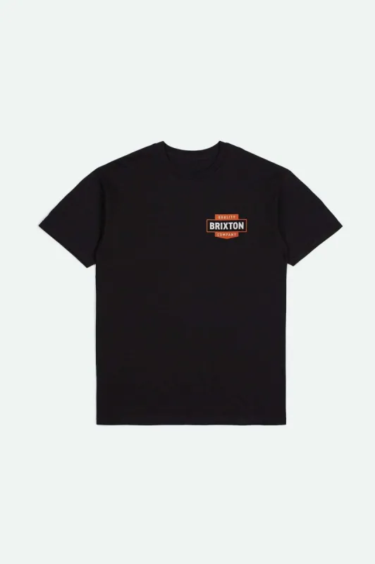 Osborn S/S Standard T-Shirt - Black Worn Wash sold by Brixton