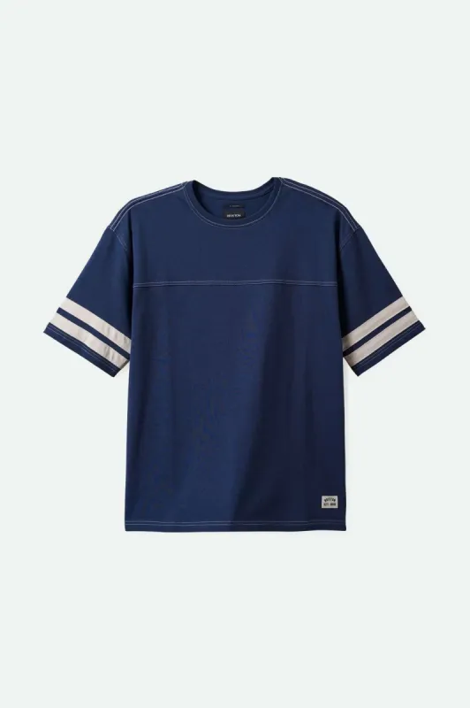 Varsity Heavyweight Football T-Shirt - Washed Navy sold by Brixton