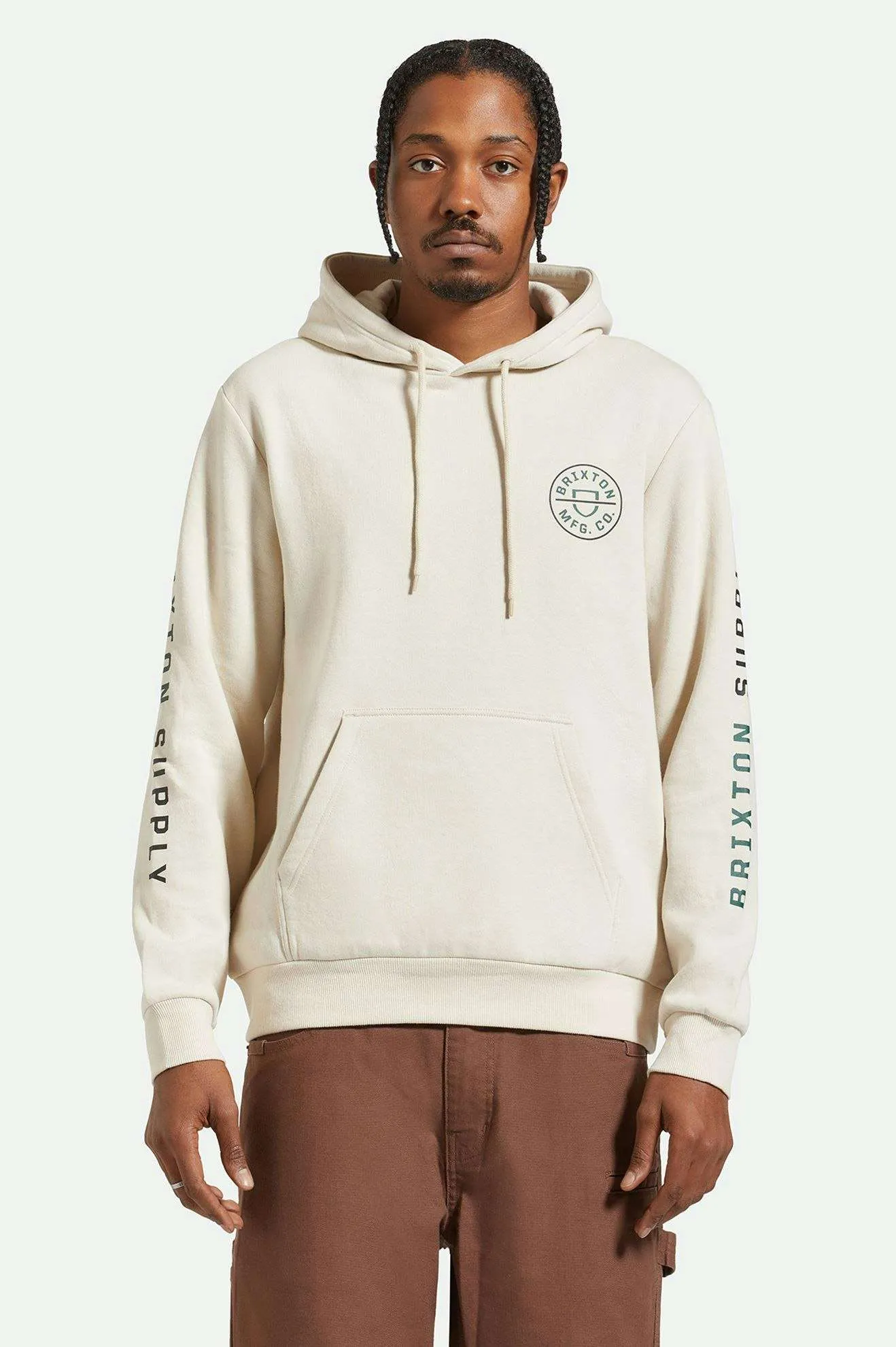 Crest Hoodie - Beige/Black/Pine Needle sold by Brixton product image thumbnail 2
