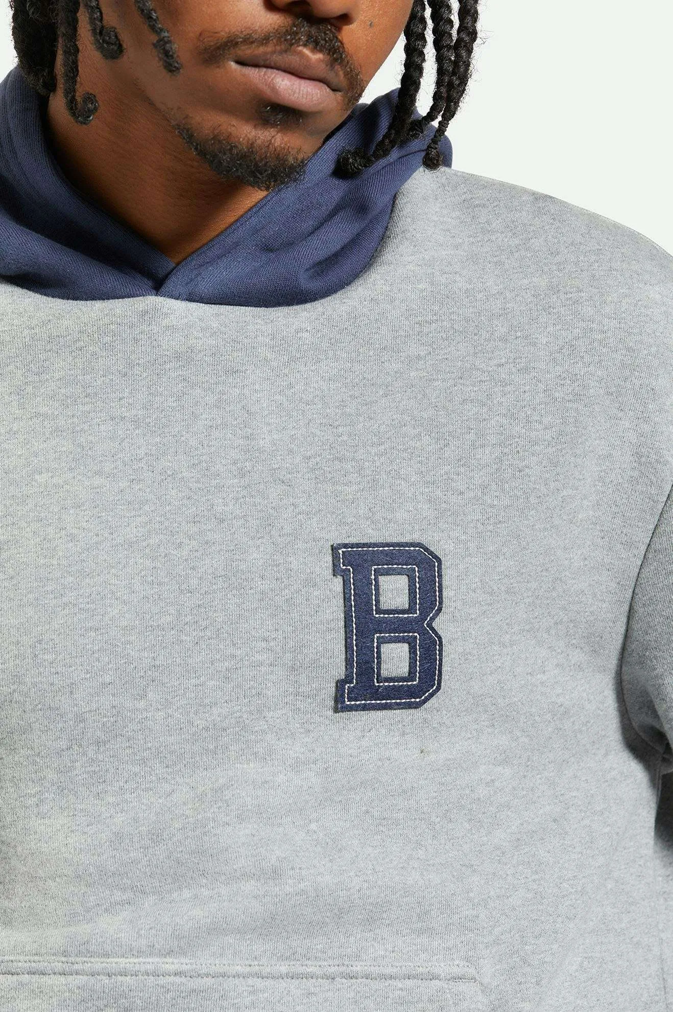Retro Heavyweight Relaxed Hoodie - Heather Grey/Washed Navy sold by Brixton product image thumbnail 3