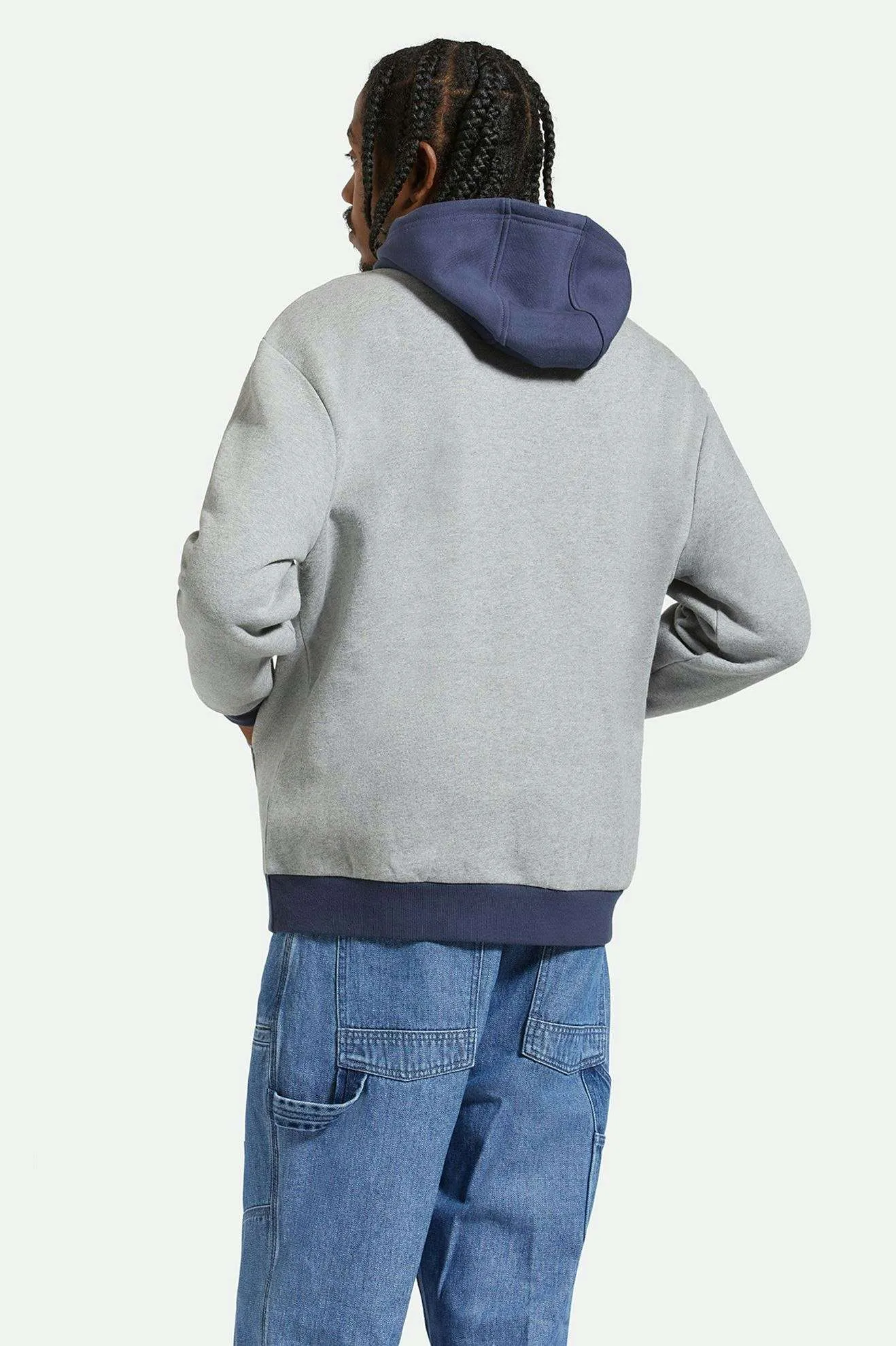 Retro Heavyweight Relaxed Hoodie - Heather Grey/Washed Navy sold by Brixton product image thumbnail 4