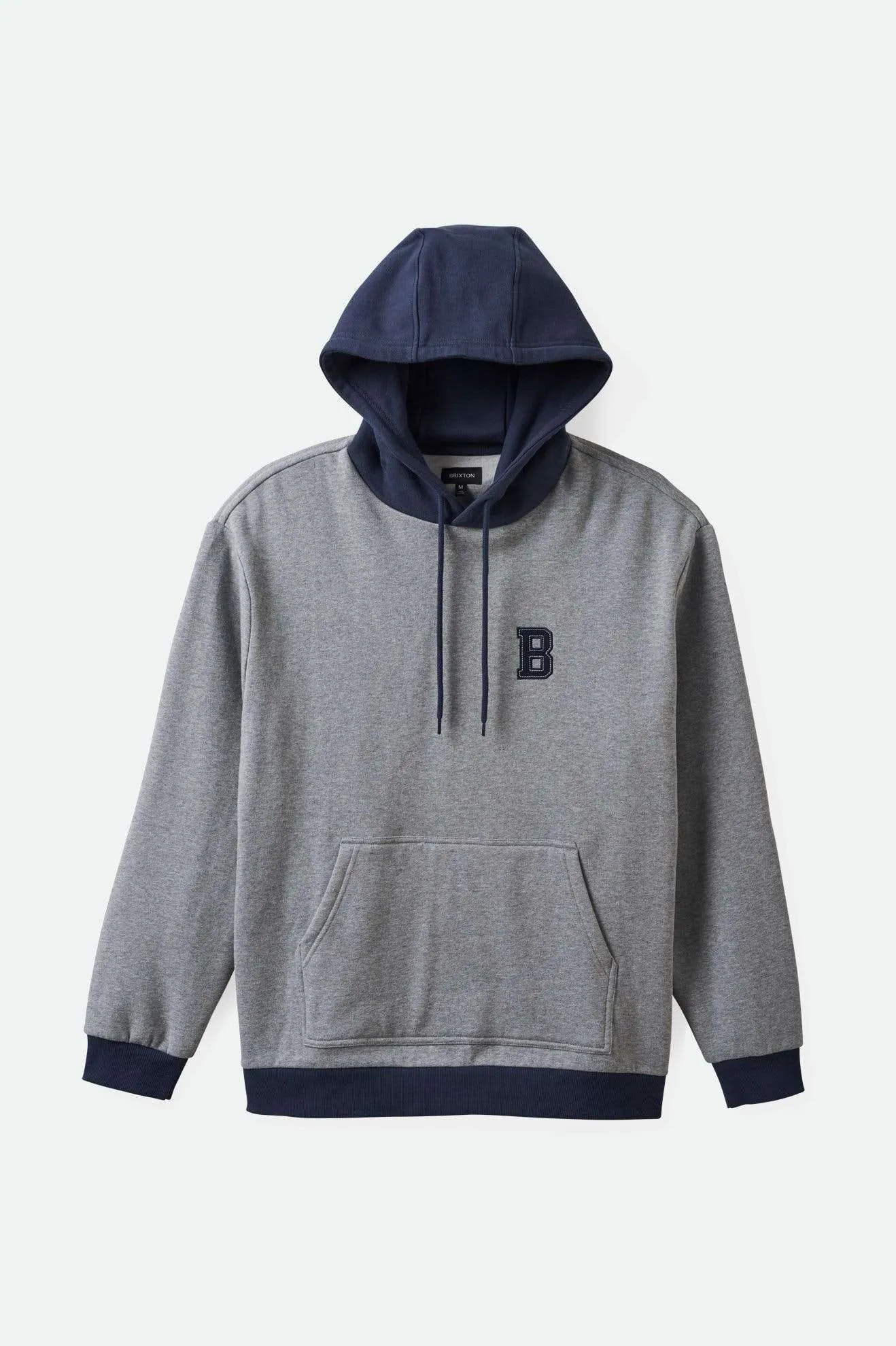 Retro Heavyweight Relaxed Hoodie - Heather Grey/Washed Navy sold by Brixton