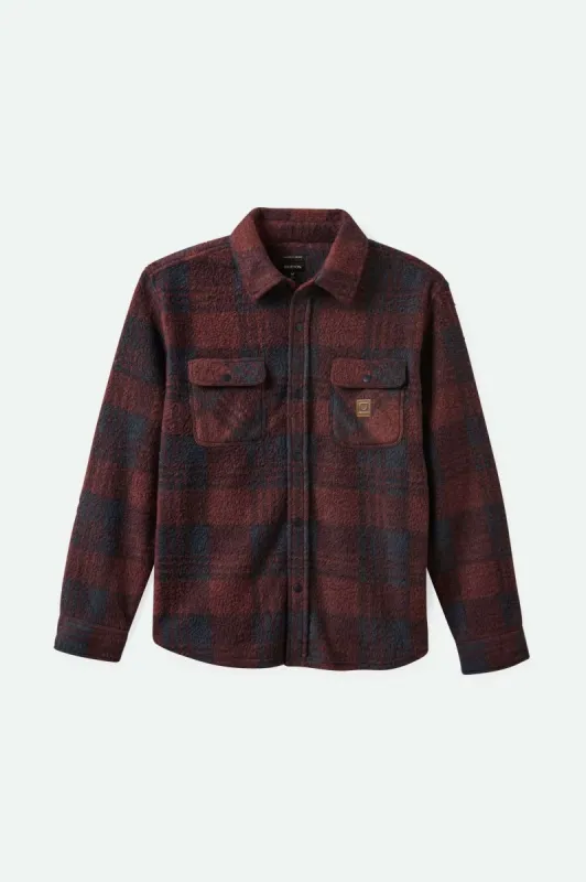 Bowery Arctic Stretch L/S Fleece - Cordovan Red/Washed Navy Plaid sold by Brixton