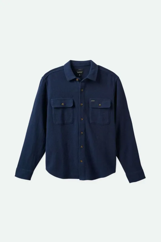 Bowery Textured Loop Twill L/S Overshirt - Washed Navy sold by Brixton