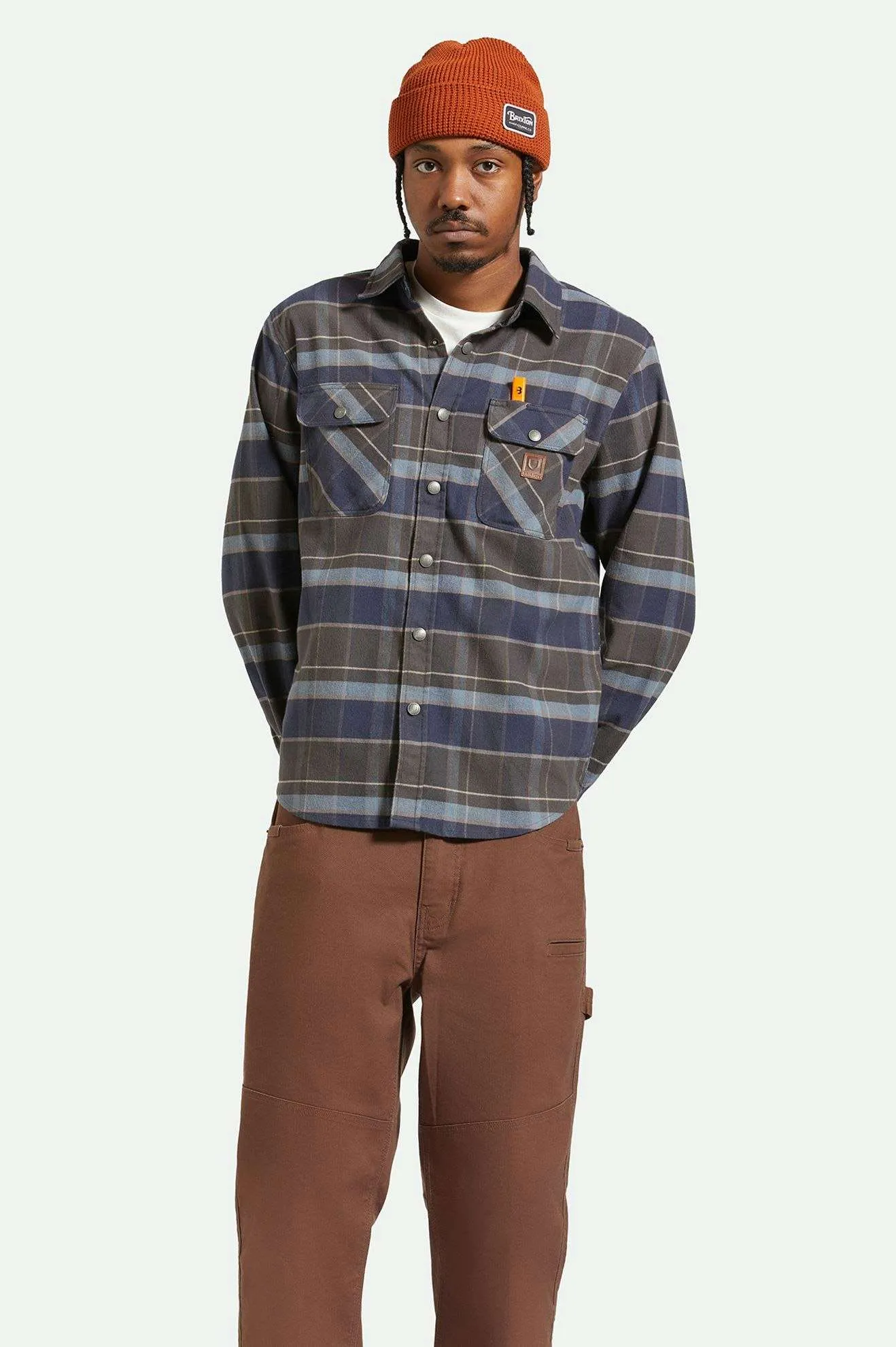 Builders Bowery Stretch Water Resistant L/S Flannel - Washed Navy/Black/Coronet Blue sold by Brixton product image thumbnail 2