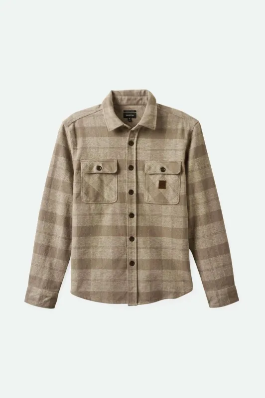 Bowery Heavyweight L/S Flannel - Off White/Cinder Grey sold by Brixton