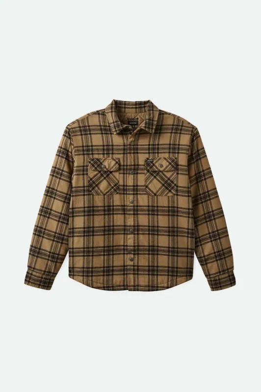 Bowery Quilted L/S Flannel - Woodsmoke/Black sold by Brixton