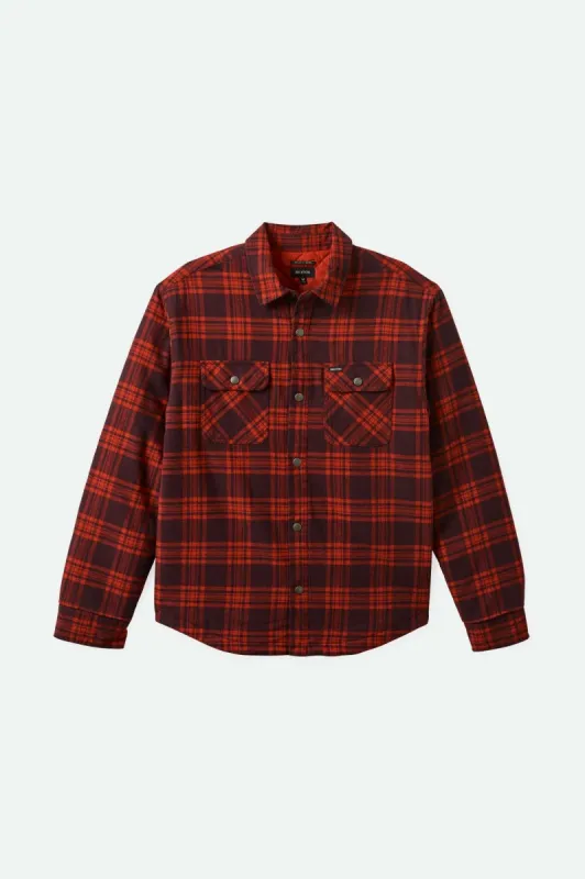 Bowery Quilted L/S Flannel - Bright Red/Mahogany sold by Brixton