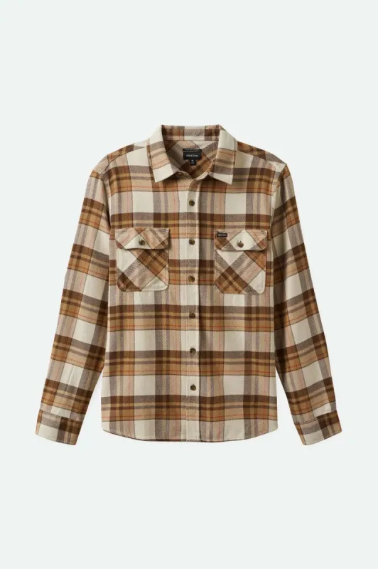 Bowery L/S Flannel - Whitecap/Pinecone Brown/Burro Brown sold by Brixton