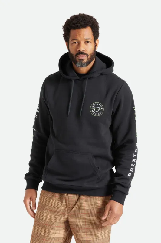 Crest Hood - Black/Epsom Green/White sold by Brixton