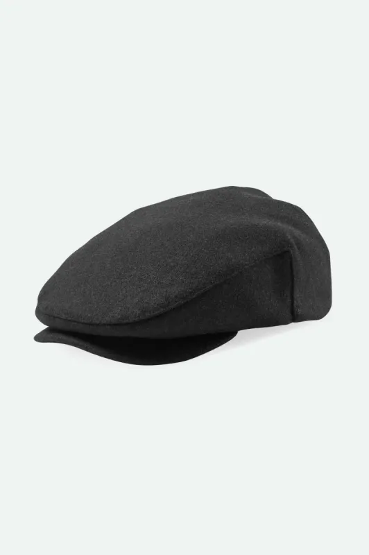 Hooligan Flannel Flat Cap - Black sold by Brixton