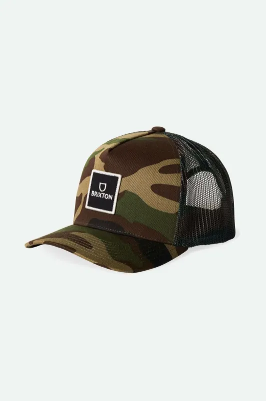 Alpha Block Netplus Trucker Hat - Camo/Camo sold by Brixton