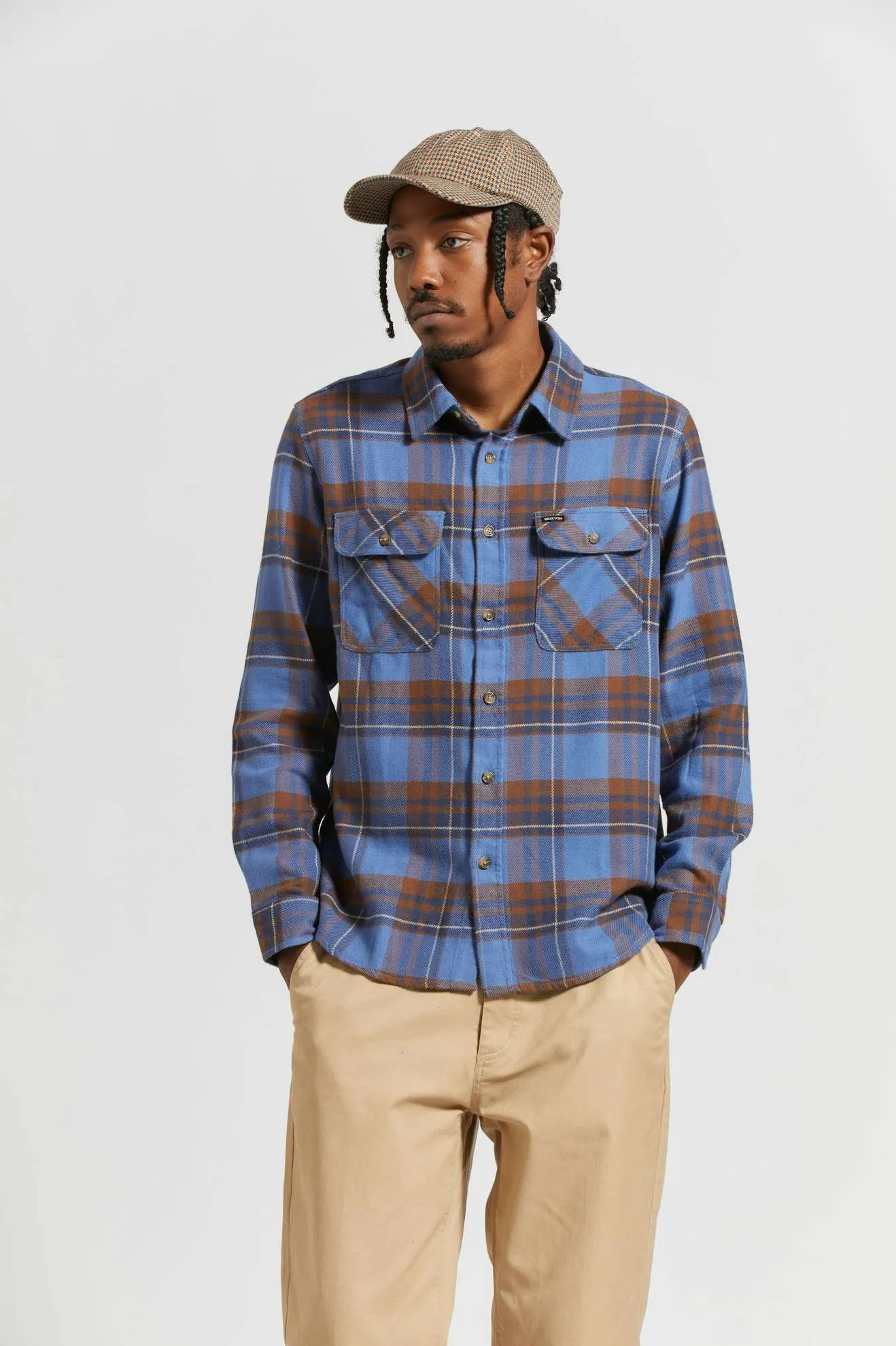 Bowery L/S Flannel - Bijoue Blue/Pinecone Brown/Washed Navy sold by Brixton product image thumbnail 2